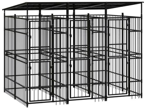 DYRJDJWIDHW hundebox,The Ring,gitterbox Hund,Hunde Box,Outdoor-Hundezwinger mit Dach Stahl 5,53 m²Entworfen für Garten und Terrasse.
