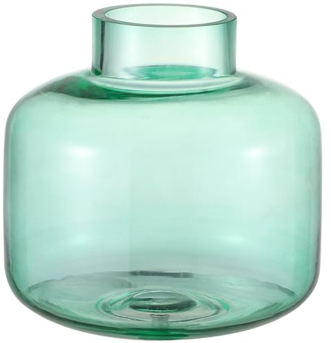 KAYLETIN Kurze Glasvase, grüne Vase für Blumen, Kurze Blumenvasen für Tulpen, runde Glasvasen für Geburtstag, Hochzeit, Einweihung, Jahrestag, Verlobung, 15 cm