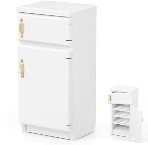 Puppenhaus Möbel，Miniatur Kühlschrank Puppenhaus Küche Miniatur Möbel Puppenhaus Möbel Holz Kühlschrank Spielzeug Puppenhaus kühlschrank Puppenküche Zubehör