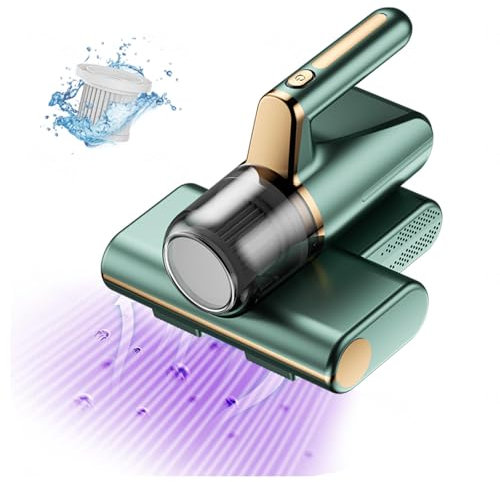 BesBet Aspirador De Acaros Colchon, Elimina El 99,9% De AléRgenos Y áCaros del Polvo Aspirador De áCaros VibracióN De Alta Frecuencia, IluminacióN Ultravioleta Aspiradora Antiacaros,Green