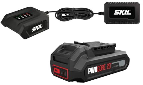 Skil „20V Max“-Lithium-Ionen-Akku mit 2,0 Ah & 1,0A Ladegerät – PWRCORE 20™ – Ersatzakku – Werkzeugakku – Akku kompatibel mit allen SKIL 20V Max Werkzeugen BC1E3133AA
