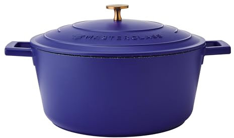 MasterClass Cacerola eléctrica de aluminio fundido azul, 28 cm, 5 litros, en caja de regalo