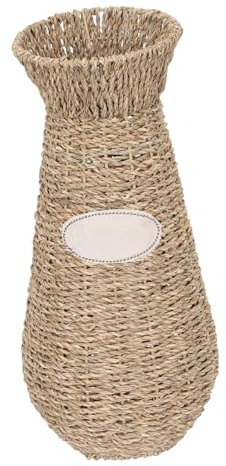 Woven Flower Vase round Grass Floor Vase for Home Balcony Decor | Simple Hand Woven Design, Smooth Surface and Easy to Clean, Wear-resistant Finish for Everyday Display