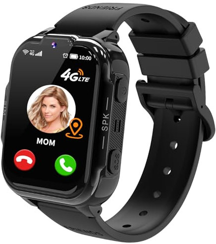 JUBUNRER 4G Smartwatch Kinder mit GPS und Telefon GPS Tracker Telefonuhr Videoanruf SOS Wecker Schrittzähler HD Kamera Spiele Wasserdicht Uhr Kinder Telefonieren Armbanduhr Kinderuhr Jungen Mädchen