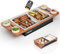 Mihoho Fleischwarmhalter fürs Grillen, BBQ Board zum Warmhalten, Grillgut Stövchen mit BBQ-Design, Warmhaltebehälter Grillgut mit Kerzen, Speisenwärmer, Warmhaltebox Grillparty (Holzfarbe C)