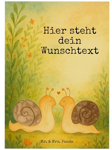 Mr. & Mrs. Panda personalisierte postkarten Schnecken Liebe Design - Geschenk, Postkarte, Große, Karte, Pärchen, Ehe, glücklich, individuelle grußkarte, Hocheitstag, mit Namen, personalisiert, Zukunft
