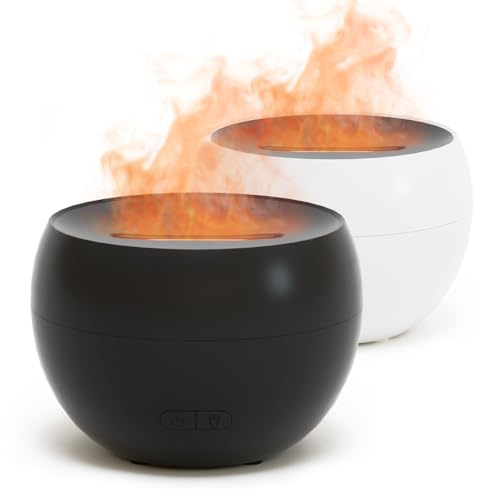 Diffuseurs d'Huiles Essentielles Flamme, SALKING Ultrasoniques Diffuseurs pour Aromathérapie 150ml,Diffuseurs avec Fonction Arrêt Automatique, pour Maison, Bureau, Chambre (White&Black)