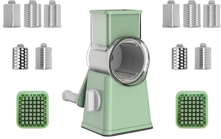 Râpe de cuisine rotative avec découpe pour trancher et déchiqueter avec précision - Passe au lave-vaisselle - Moulin à légumes manuel professionnel