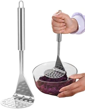 Edelstahl Kartoffelstampfer | Lebensmittel Stampfer,Rostfreier Anti-Rutsch Kartoffelstampfer Manuell zum Zerkleinern von und Fleisch