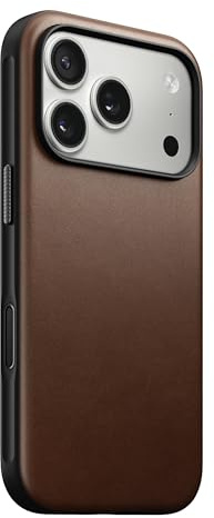 NOMAD Modern Leather Case Brown Compatible with iPhone 17 Pro Leather Magsafe Charging Compatible Phone Case for iPhone 17 Pro