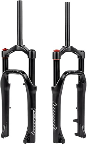 DHNCBGFZ Horquilla De Suspensión Neumática Bicicleta Nieve 20 X 4,0 Pulgadas Neumáticos Anchos 130 Mm Recorrido Tubo Recto Sin Rosca 28,6 Mm QR Freno De Disco 9 Mm(Schwarz)