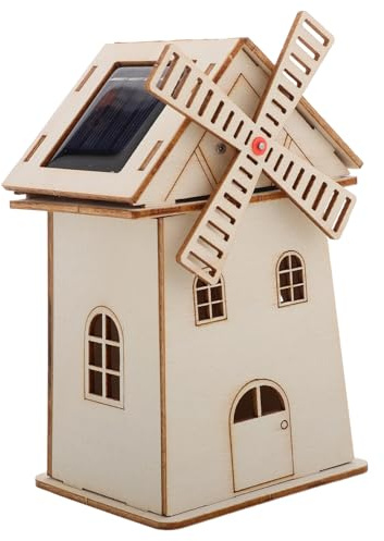 TOYANDONA Unfinished Wooden Solar Windmill DIY Kit Creative Hand-painted Ornament for Home Decor Educational Science for Adults with Solar Powered Movement