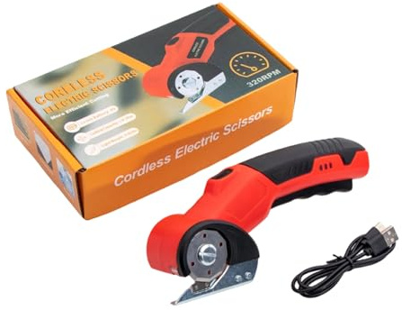 Forbici elettriche portatili senza fili Copertura integrata e batteria ricaricabile per strumenti di taglio del tessuto Forbici elettriche in acciaio legato