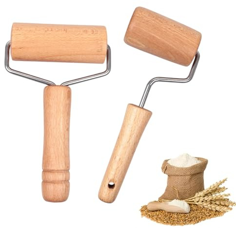 CM-UHNM Lot de 2 petits rouleaux à pâtisserie pour pizza, deux tailles, petit rouleau à pâtisserie, convient pour les bâtons de pastel faits à la main et les petits rouleaux à pâtisserie avec poignée