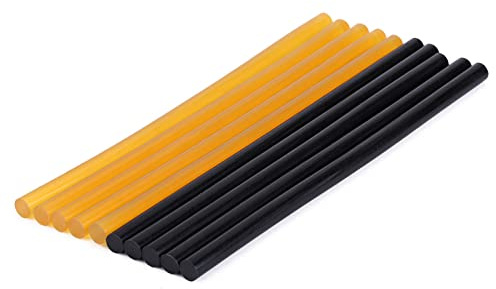 Yctze 10Pcs Hot Melt Glue Sticks Dent Repair Kit 5 Yellow 5 Black High Viscosity Flexible Durable for Car Body Hail Removal Crafts Wood Metal Plastic with Glue Gun