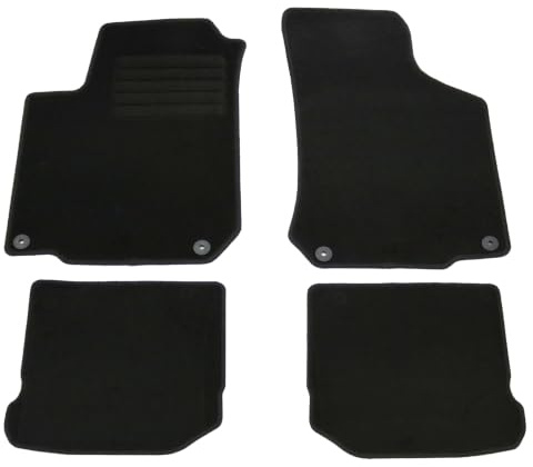 AD Tuning Fußmatten für Seat Leon 1M (03/2000-08/2005) | 4-teilig, 100 % passgenau, Textil, Schwarz, Randkettelung, mit Haltern vorne