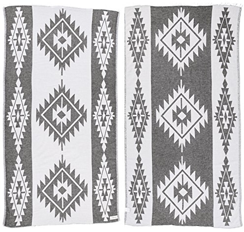 Bersuse 100% Algodon - Tulum Toalla Turca - Fouta Toalla de Playa y Toalla de Baño - Doble Capa - Diseño Asia Menor, Oeko-Tex - 95 x 175 cm, Negro