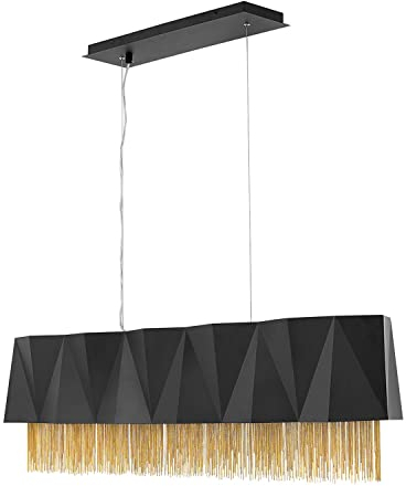 Licht-Erlebnisse Pendelleuchte Metall 110 cm lang T: bis 3,3 m Schwarz Gold 6x E27 Hängelampe Esstisch Esszimmer