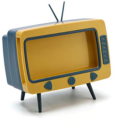 Kosmetiktuchbox-Halter mit Telefonhalterung, Retro-TV-Telefonständer, Kreativer Retro-TV-förmiger Taschentuchspender-Boxhalter, 2-in-1 Multifunktionale Taschentuchbox für Badezimmer,(Blau)