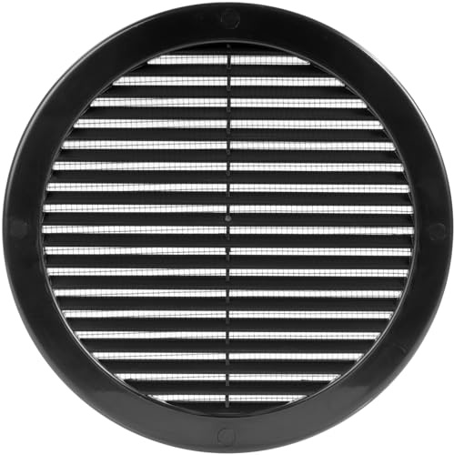 Vent Systems ø200mm Schwarz Lüftungsabdeckung – Runde Lüftungsschlitze – Gitterabdeckung – Integrierter Insektenschutz – HVAC-Lüftungsöffnungen für Badezimmer, Heimbüro, Küche Lüftungsgitter