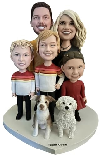 Helgee BobbleHeads Customized Family Bobblehead Doll, Customized Bobblehead Figures, Handmade Personalized Sculpture Gift