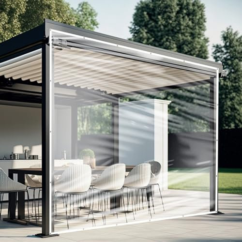 Wovnet Transparente Vinyl-Plane für Terrasse, 20 mm, PVC-Plane, wasserdichter Kunststoff-Vinyl-Vorhang, transparentes Terrassengehege für Fensterblätter, Garten, Camping, Outdoor-Zelt, Veranda,