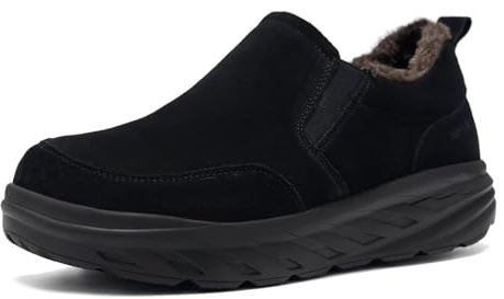 Women's Orthopedic Diabetic Wide Toe Box Winter Slippers: Plantar Fasciitis Hammer Toes Neuropathy Arch Support Orthotic Leisure Walking Shoes, Fit Lightweight Business Warm Loafers Black Size 6