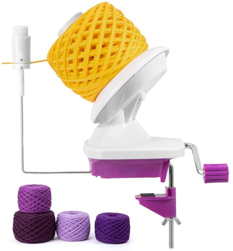 Caydo Avvolgitore di Filato con Molla di Tensione, Avvolgitore a Una Mano, Avvolgitore Compatto per Maglia e Uncinetto, Gomitolo Portatile per Lavorazione a Maglia(Viola)