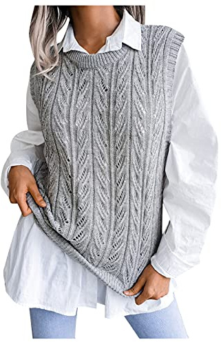 Gilet in Maglia Donna, Maglione Senza Maniche Donna Scollo a V Pullover Maglioni Invernali Maniche Maglione Smanicato Invernale Elegante Maglia Gilet Gilet Lana Inverno Autunno Primaverile