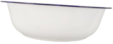 Lavabo de Esmalte Vintage Blanco Borde Azul de 32 Cm