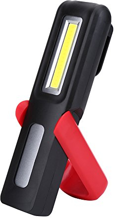 eecoo Lampada da Lavoro LED Ricaricabile, 1200 mAh - 2 modalità - 3W LED COB Super Luminoso, Lampada Campeggio con Base Magnetica e Gancio Appeso, per Riparazione Auto, Emergenza (Rosso)