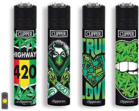 Clipper Lighters Large in Box 48 pcs with 4 Different Graphics Girl Weed P