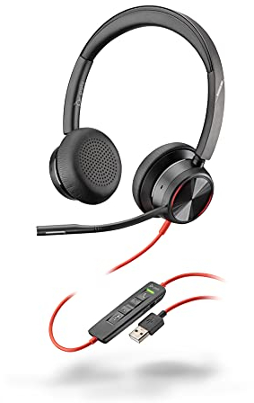 Poly Stereo-Headset 'Blackwire 8225' mit USB-A Anschluss, Active Noise Cancelling und flexiblem Mikrofonarm, Schwarz