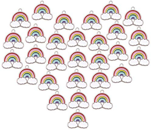 nbeads 30 Anhänger aus Emaille, Regenbogen, Schmuckanhänger aus Legierung, zum Basteln, für Halskette, Armband, Handarbeit und Dekoration von Geschenken