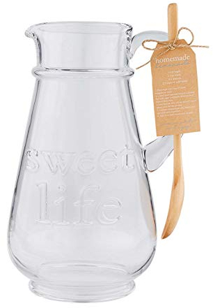 Mud Pie 45500061 Glass Pitcher Sweet Life Glaskrug Set, Glas, farblos