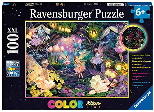 Ravensburger Kinderpuzzle - Leuchtende Waldfeen - 100 Teile XXL Leuchtpuzzle für Kinder ab 6 Jahren - Leuchtet im Dunkeln