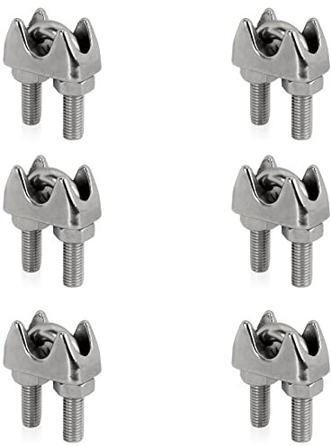 PRIOstahl Drahtseilklemmen Seilklemme Klemme für Drahtseil Bügelseilklemme U-Bolzen Drahtseilkausche - 6 Stück 5mm Seil Seilverbinder Seilspanner Draht Drahtklemmen Edelstahlseil aus Edelstahl V4A