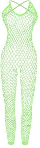 XIUSEMY Ropa Interior erótica para mujeres trajes de cuerpo entero cuello en V, malla red de pez, medias de red lencería lencería de dormir(Green)