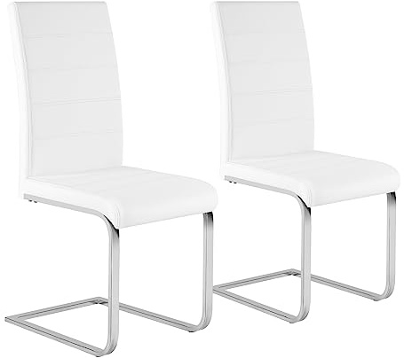 WOLTU Juego de 2 Sillas de Comedor,Piel Sintética,Blanco