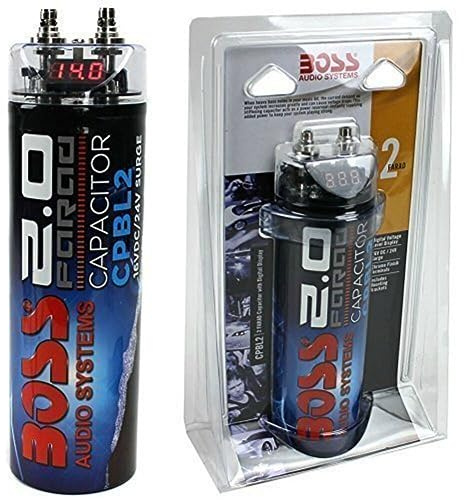 KIT SET POUR BOSS AUDIO SYSTEMS CPBL2 1 condensateur 2 systèmes farad jusqu'à 2000 watts rms 1 2 3 4 5 10 condensateur avec câble d'allumage remote spl voiture noir, 1 pièce