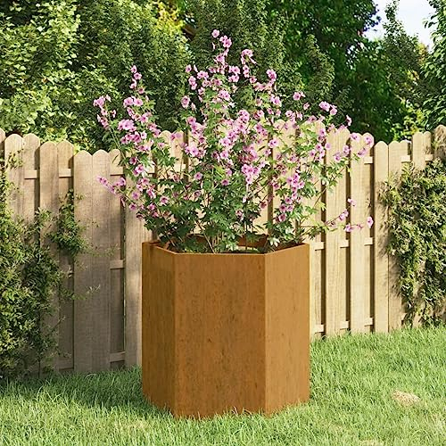 ZQQLVOO Macetero grande exterior balcón jardinera macetero oxidado 40 x 40 x 45 cm acero corten solución ideal para ahorrar espacio en jardinería y plantas sanas