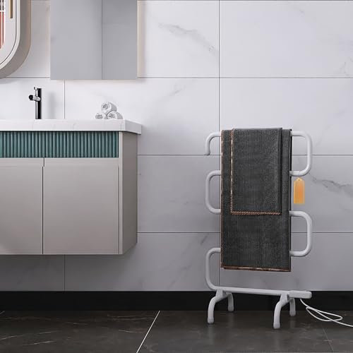JOSBY Scaldasalviette Elettrico 2 in 1, Portasciugamani Riscaldato Indipendente, Stendino per Radiatore da Bagno, Riscaldato Curvo, per Asciugamani, Calzini, Guanti, Piccoli Capi di Abbigliamento