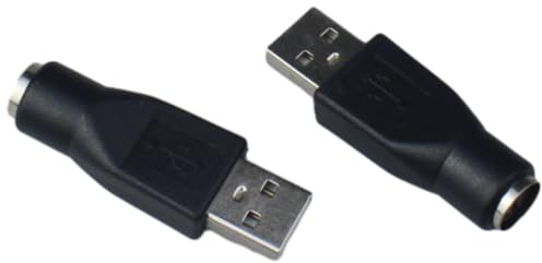 FDXGYH 2 adattatori da USB a PS2 a 6 pin PS/2 femmina a USB maschio, convertitore per tastiera/mouse, adattatore (nero)