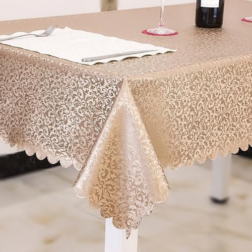 XQSSB Tischdecke Tischwäsche Dick Verschleißfest Lotuseffekt Tischtücher mit Zarten Pastelltönen Braun 140 × 200cm