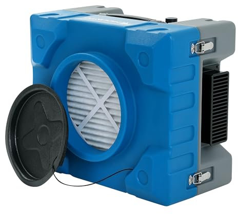 MOUNTO - Purificador de Aire Industrial Hepa de 550 cfm, con Velocidad Variable, Salida Doble GFCI, Filtro y Prefiltro Verdadero Hepa, Azul