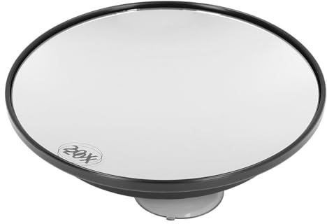 Miroir de Salle de Bain, Rond et Léger, Polyvalent, à Vue Claire, Miroir Grossissant 20x de 15 Cm de Diamètre avec Ventouses pour la Maison (Black)