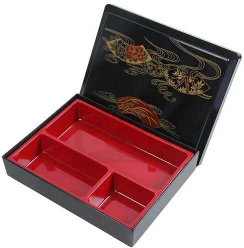 Bento, Boîte À Bento Japonaise avec Couvercle 3 Compartiments Traditionnels De Collation De Conteneur Alimentaire De Service pour Le Bureau Scolaire