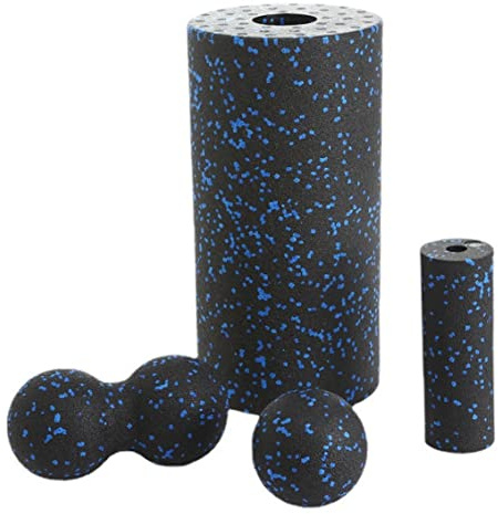 Ensemble de rouleaux en mousse, mousse Fascia Roller Set Fitness Fitness Yoga Massage Balls Hollow mousse Mascle Mastreur Kit 4pcs Bleu