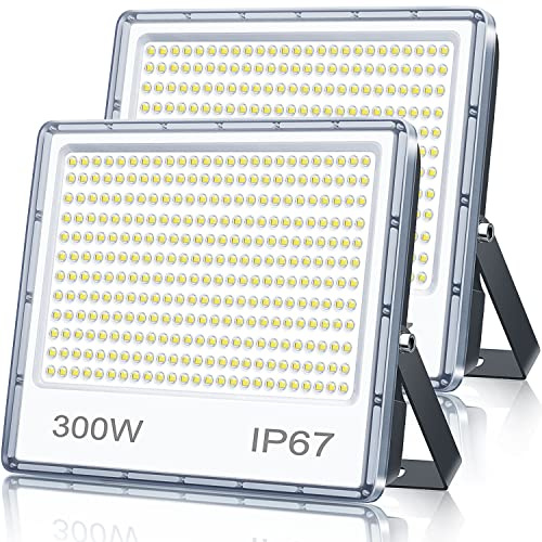 TASINUO Focos LED Exterior 300W 30000LM 6500K Luces LED Exterior 2 Piezas | Blanco Frío IP67 Impermeable 300 LEDs Potente Luz LED Exterior para Jardin Taller Terraza Piscina Garaje Fábrica