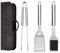 ZWMYF Ensemble Lot de 3 Ustensiles de Barbecue en Acier Inoxydable avec Sac de Transport, Spatule, Pince et Fourchette, Accessoires pour Barbecue, Cuisine, Camping en Plein Air